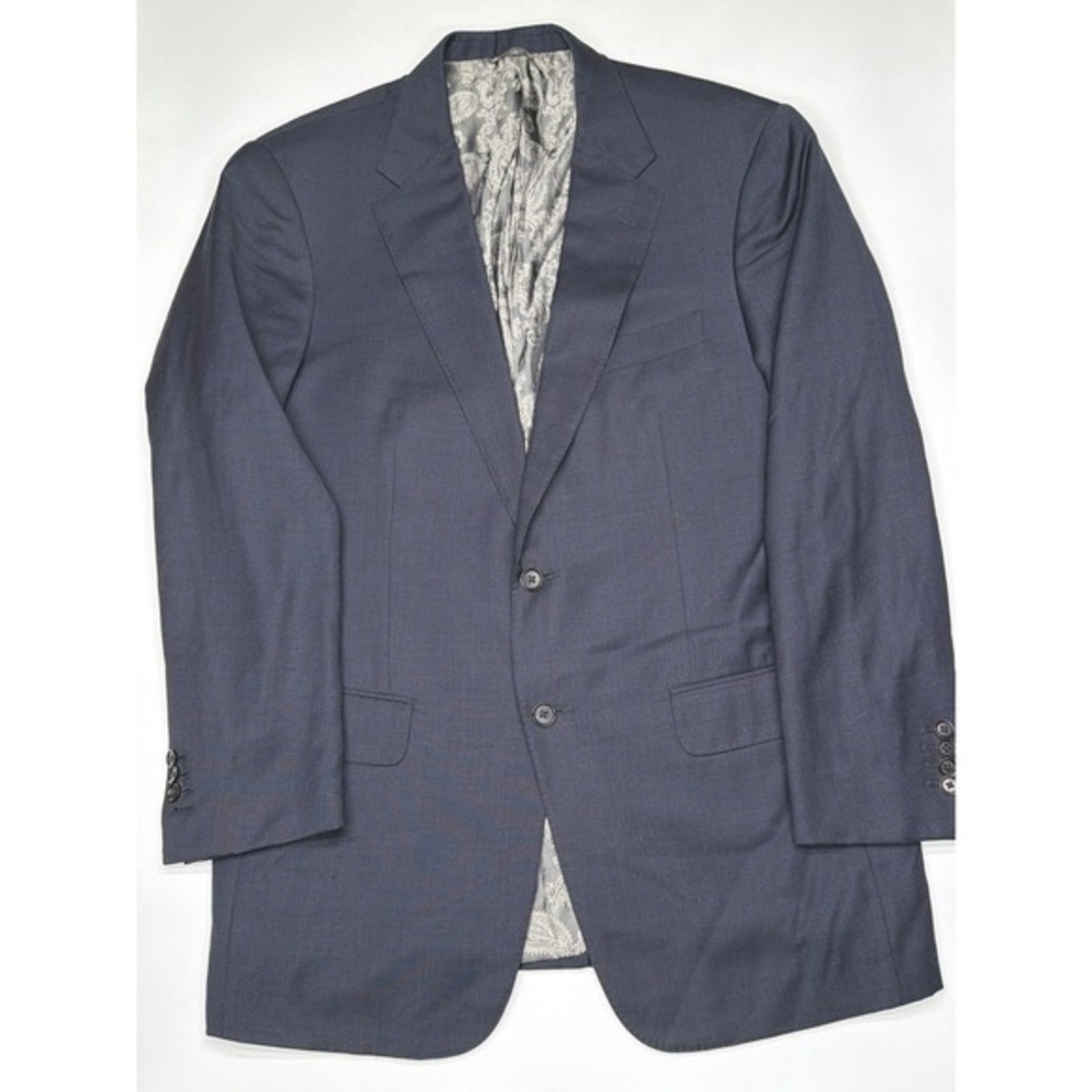 Mens Dark Blue Paisley Lined Blazer Jacket‎ Suit Sport Coat Size 44R